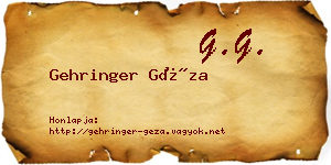 Gehringer Géza névjegykártya